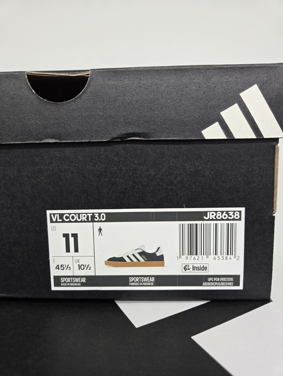 Adidas Men\'s VL Court 3.0 JR8638 Carbon Core White Gold Metallic Shoes Size 11